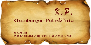 Kleinberger Petrónia névjegykártya
